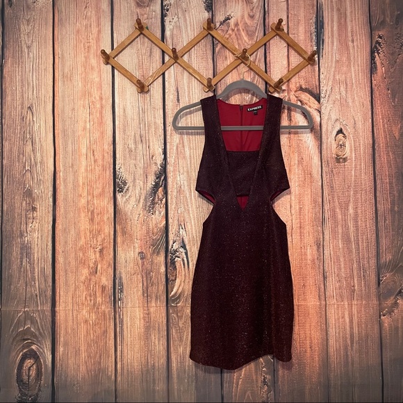 Express Glitter Cut Out Sleeveless Mini Dress - Picture 3 of 12